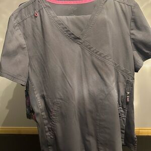 Coolibar Gray Tunic Top with Pink Trim